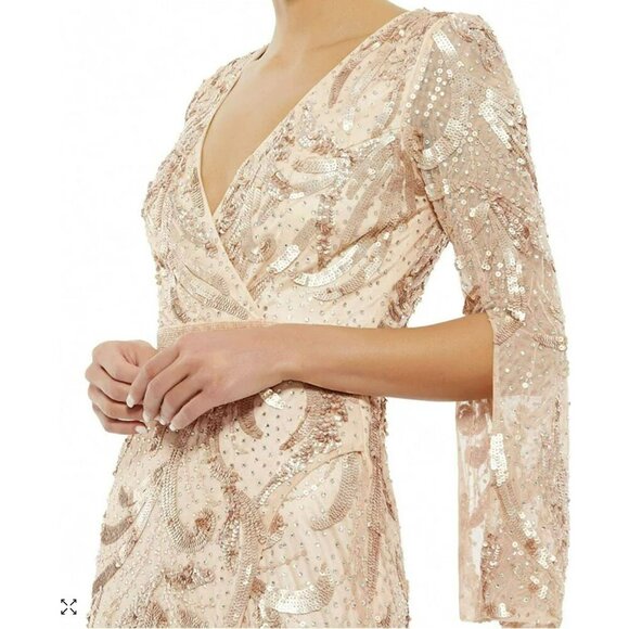 Mac Duggal Vintage Rose 5222 Size 4 Long Sleeve Formal Maxi Dress Gown NWT - Picture 2 of 10